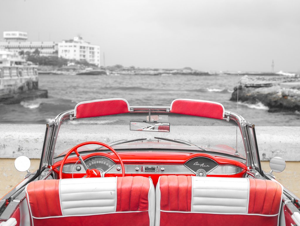 Detail of Vintage car in Havana by Assaf Frank