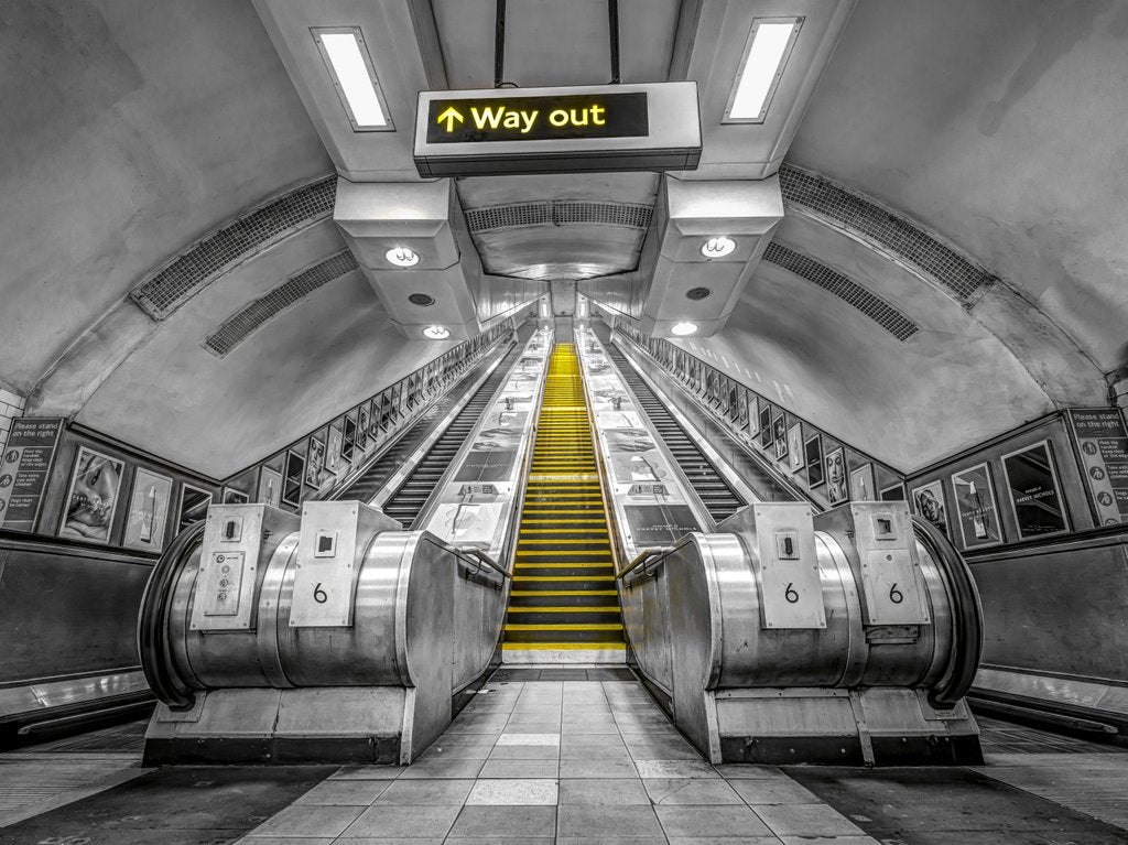 Detail of Escalators at subway station by Assaf Frank
