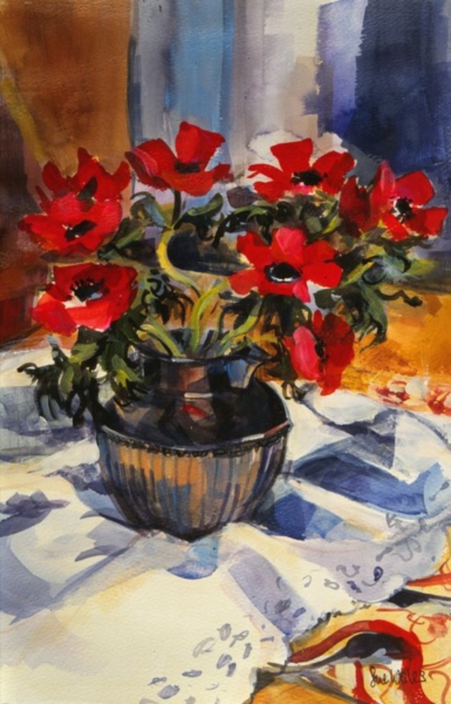 Detail of Red anemones, 1994 by Sue Wales