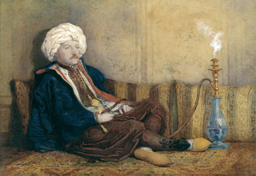 Detail of Portrait of Sir Thomas Philips in Eastern Costume, Reclining with a Hookah by Richard Dadd