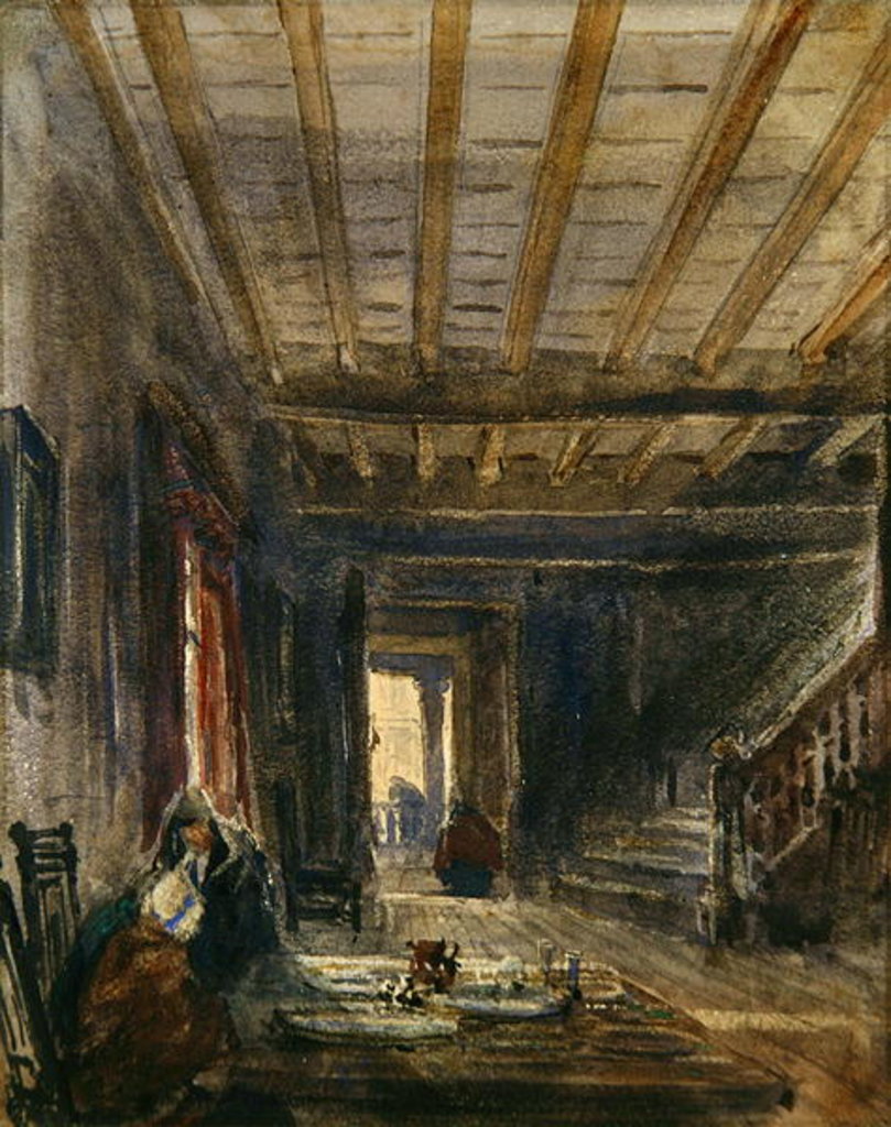 Detail of Interior with Figures at a Table by David Cox