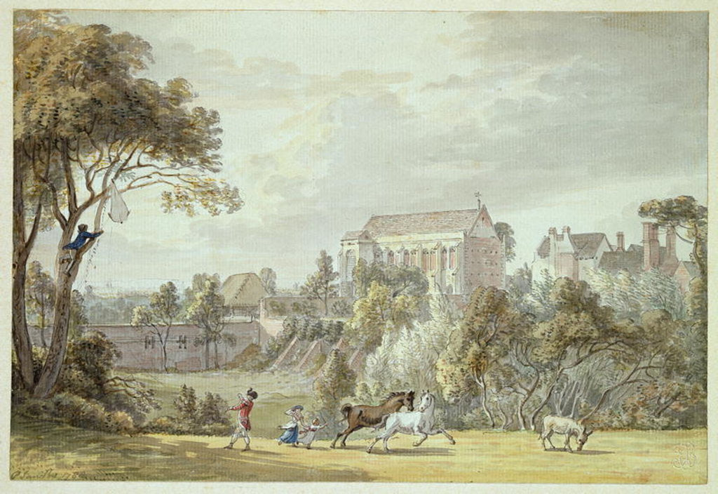 Detail of King John's Palace, Eltham - Retrieving a Kite, 1788 by Paul Sandby