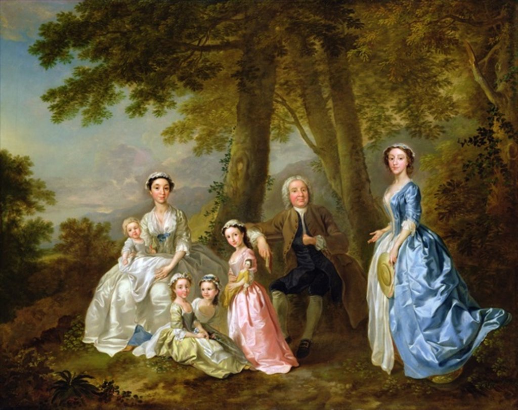 Detail of Samuel Richardson seated with his second family by Francis Hayman