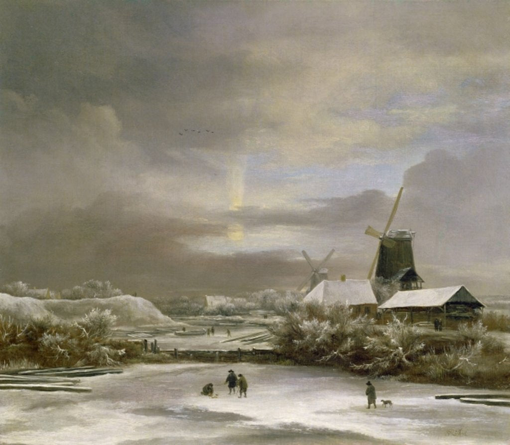 Detail of Winter Landscape by Jacob Isaaksz. or Isaacksz. van Ruisdael