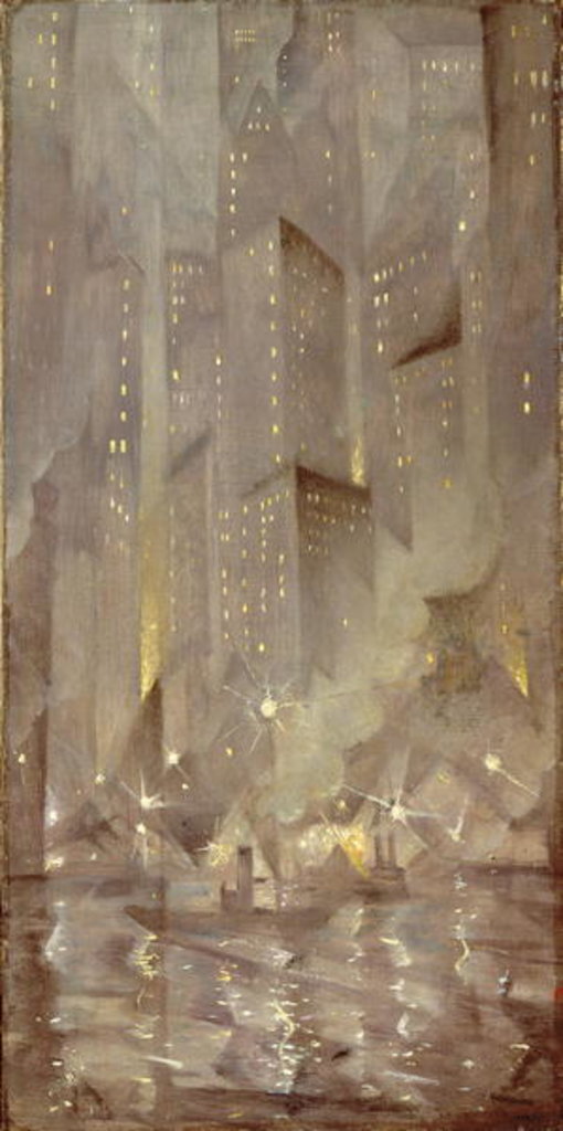 Detail of New York by Night, c.1922 by Christopher Richard Wynne Nevinson