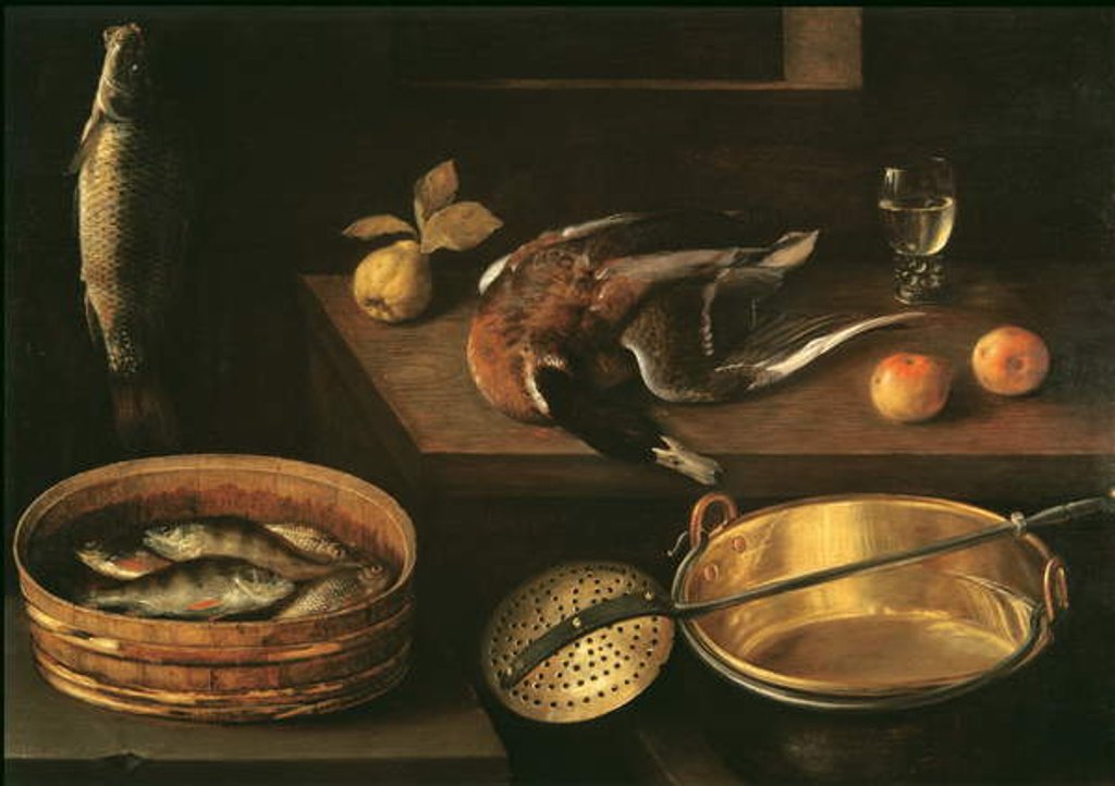 Detail of Still Life with Fish and a Duck by Sebastian Stoskopff