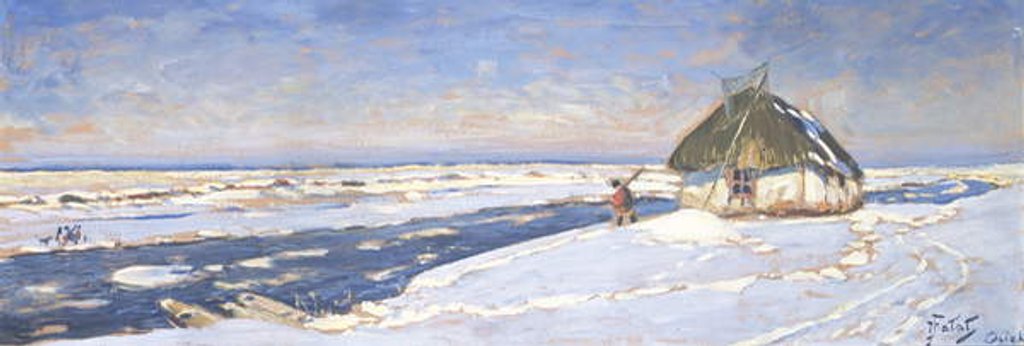 Detail of Winter in Osieku, c.1920 by Julian Falat