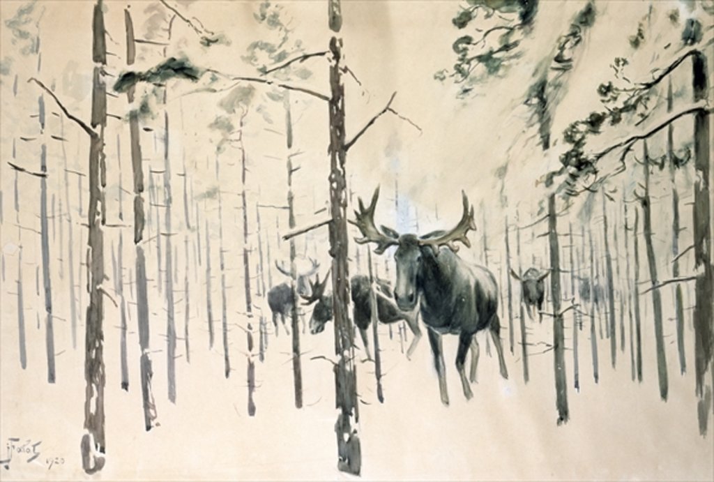 Detail of Moose, 1920 by Julian Falat