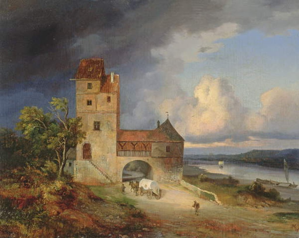 Landscape by the River with the Tower and Gateway, 1844 by Anonymous