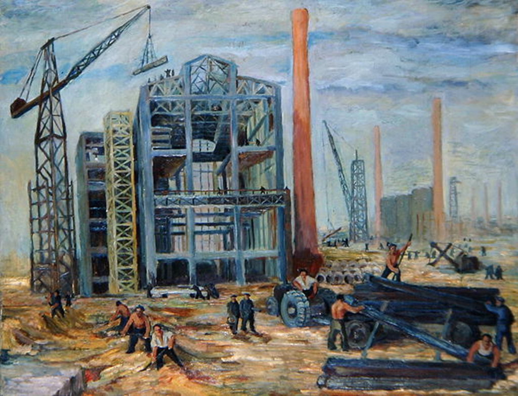 Detail of At the Building, 1951 by Franciszek Zmurko
