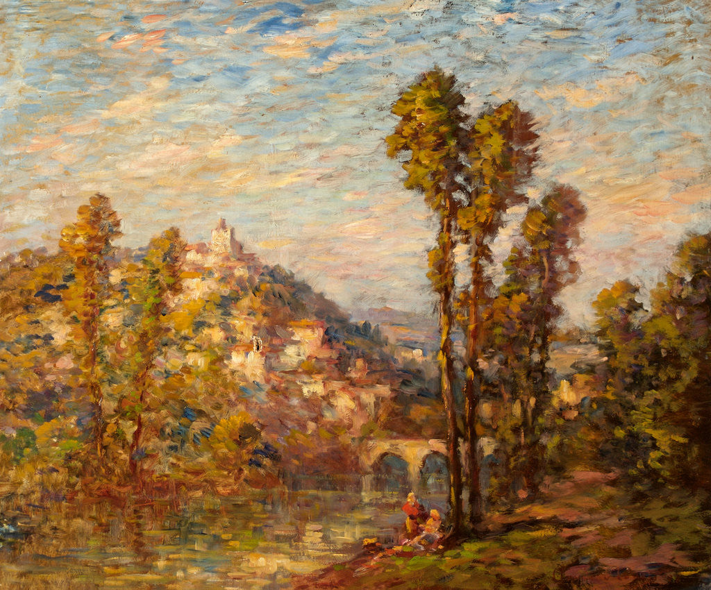 Detail of Autumn River Landscape by French School