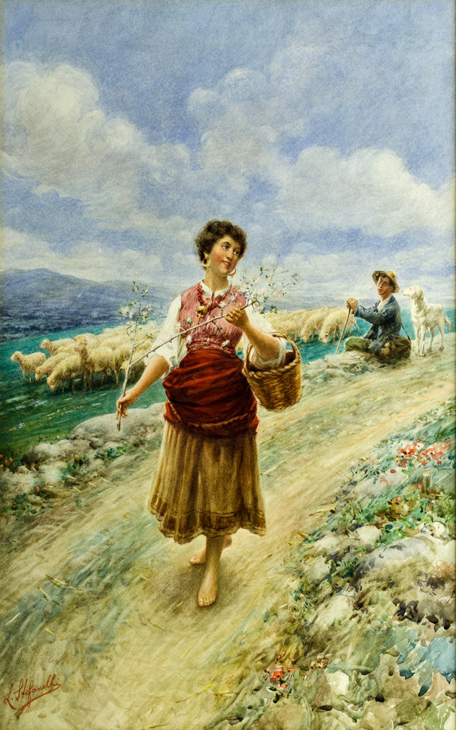Detail of An Italian Shepherd by L. Stefanelli
