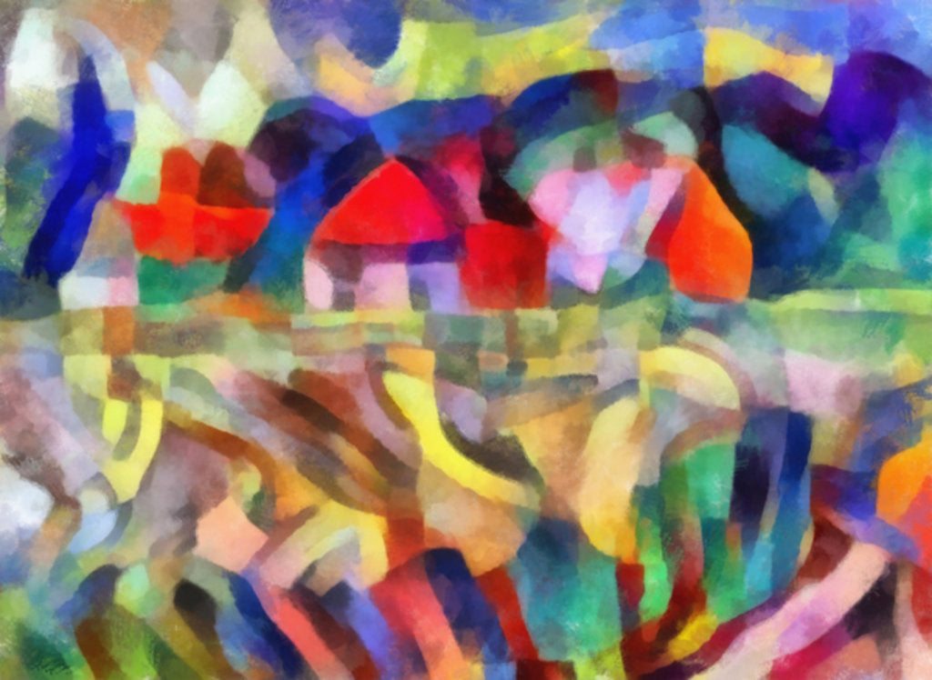 Detail of Red-orange houses in the field, 2017 by Alex Caminker