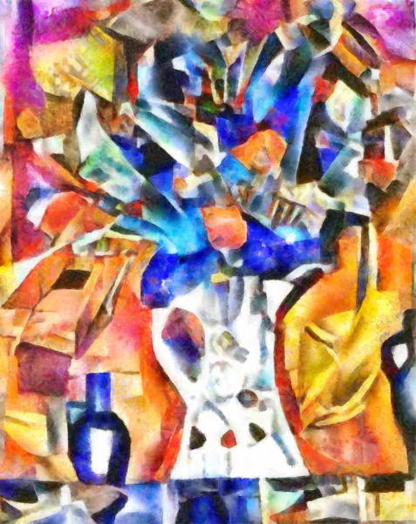 Detail of bouquet in blue color, 2017 by Alex Caminker