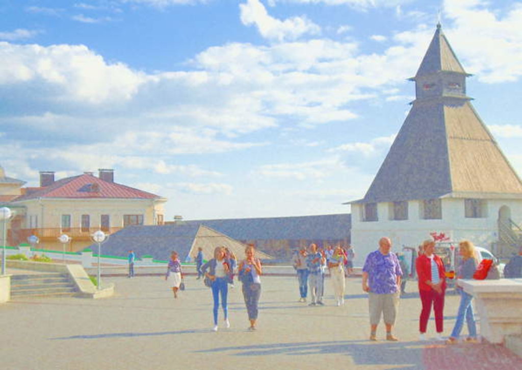 Detail of Tourists, 2017 by Alex Caminker