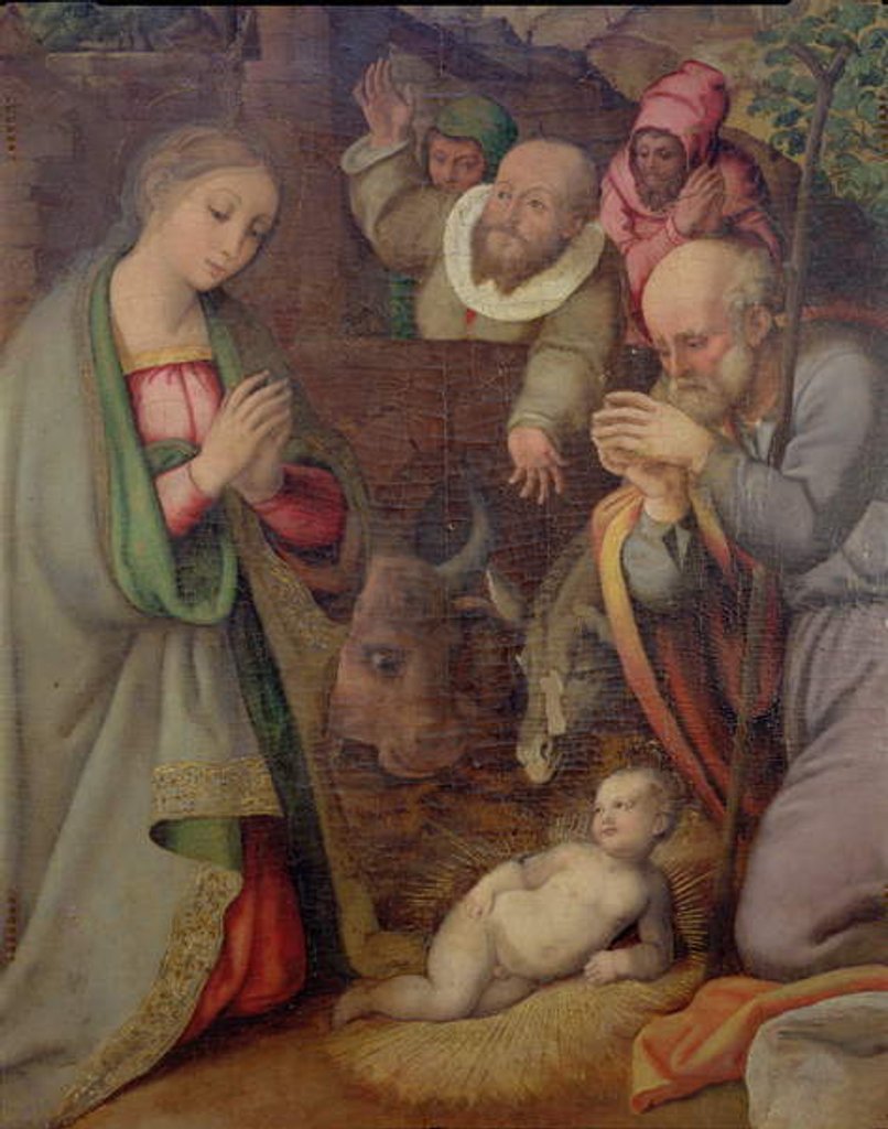 Detail of The Nativity by Giovan Filippo (School of) Crescuolo