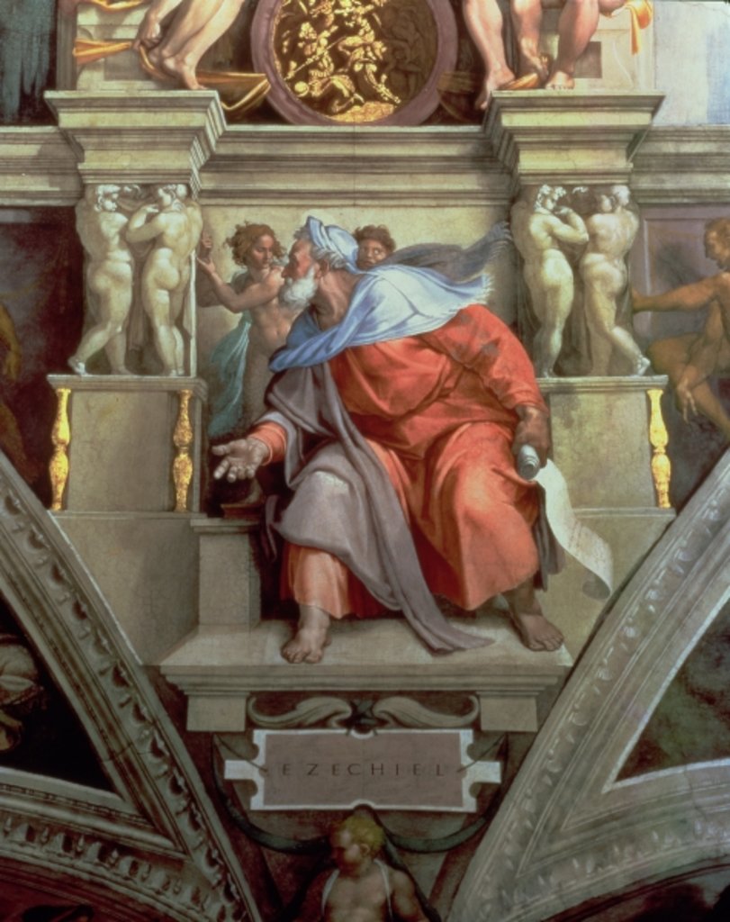 Detail of Sistine Chapel Ceiling: The Prophet Ezekiel, 1510 by Michelangelo Buonarroti