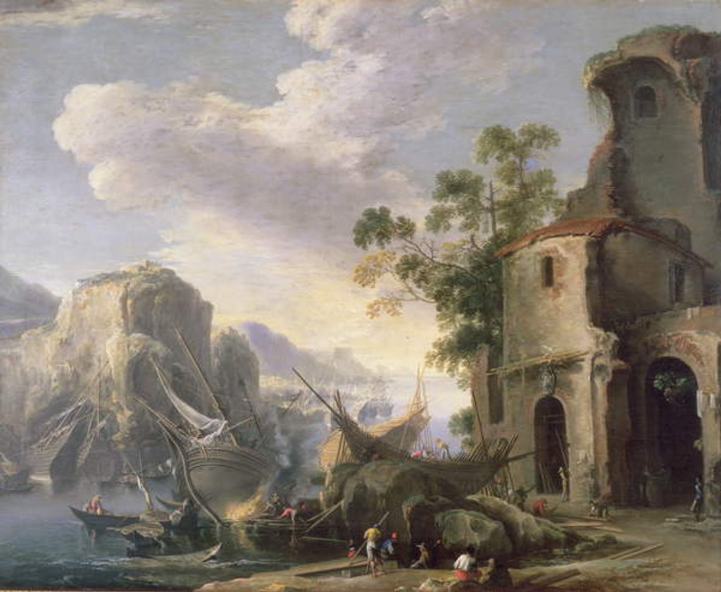 Detail of View of a Bay by Salvator Rosa