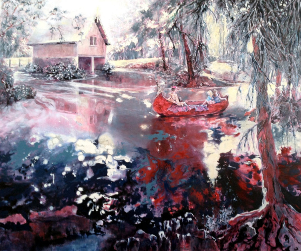Detail of Elvaston boat house and lake, 2014 by Mary Smith