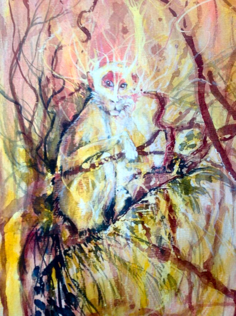 Detail of cheeky monkey, 2017 by Mary Smith