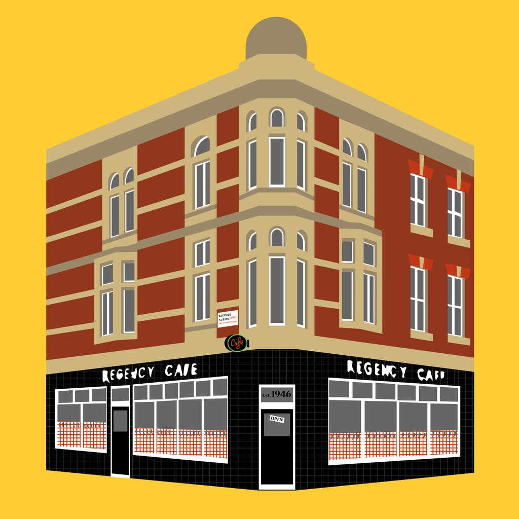 Detail of Regency Cafe, Westminster, 2017 by Claire Huntley