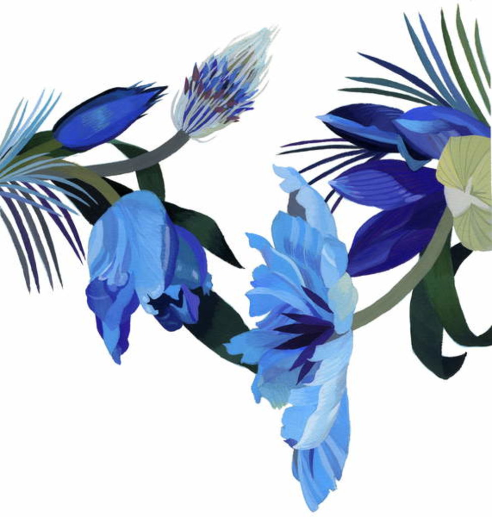 Detail of Two blue tulips by Hiroyuki Izutsu