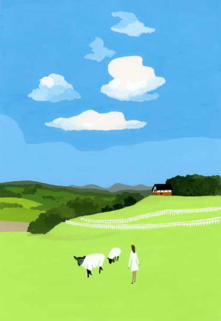 Detail of Prairie and sheep, 2017 by Hiroyuki Izutsu