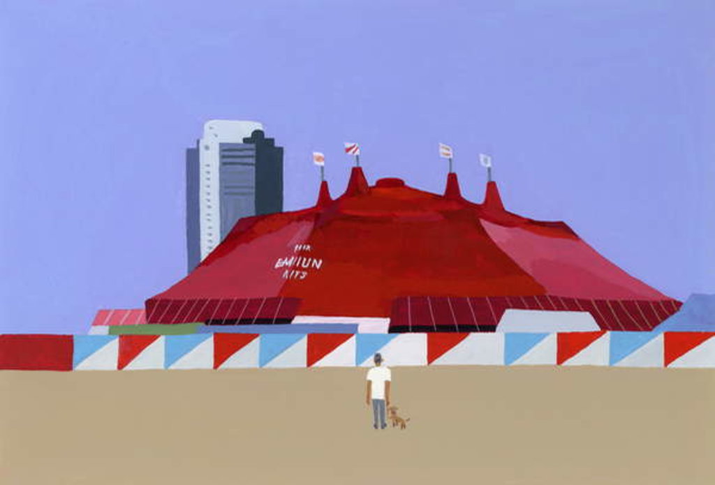 Detail of A man with a circus tent and a dog. 2014 by Hiroyuki Izutsu