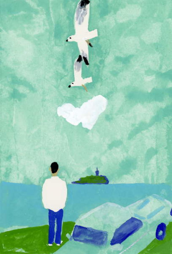 Detail of In the middle of a drive. A man looking up at the sky, 2017 by Hiroyuki Izutsu