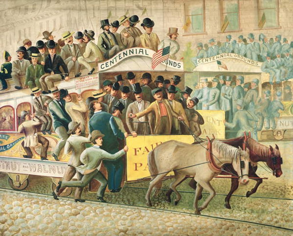 Detail of Street Car Travel During the Centennial by Edwin S. Haley