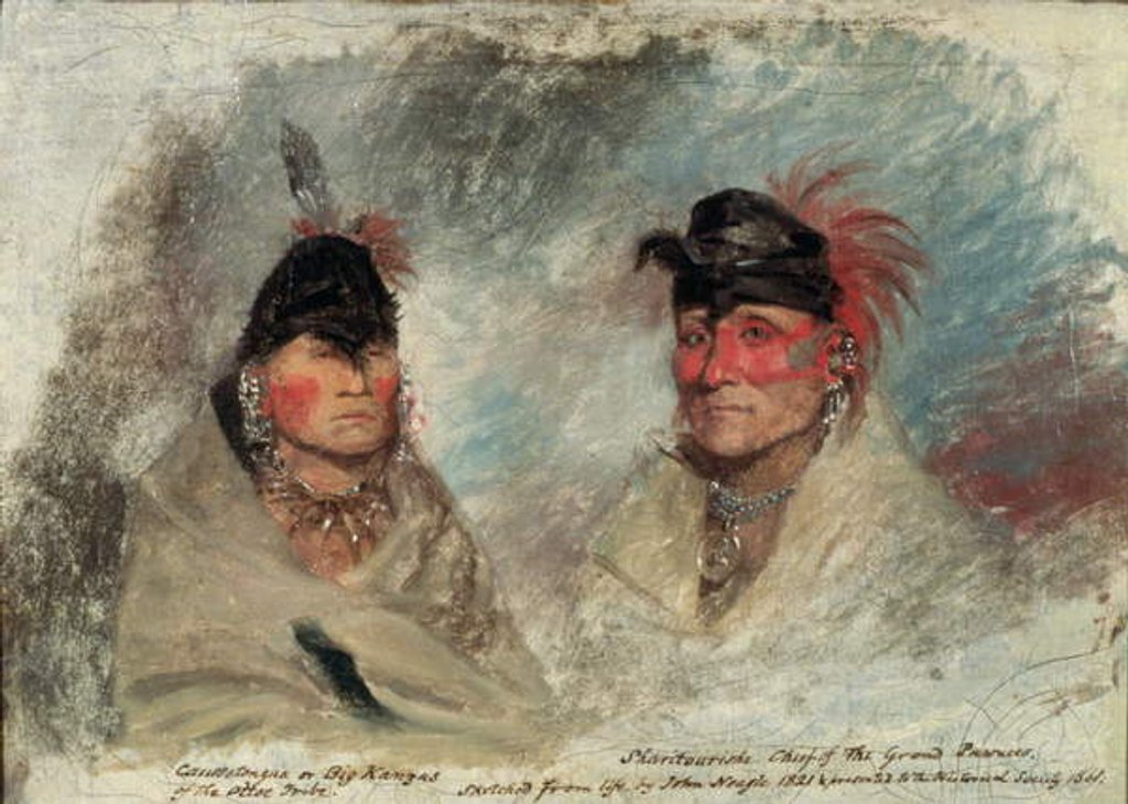 Detail of Big Kansas, or Caussetongua, and Sharitarishe, Chief of the Grand Pawnees, 1821 by John Neagle