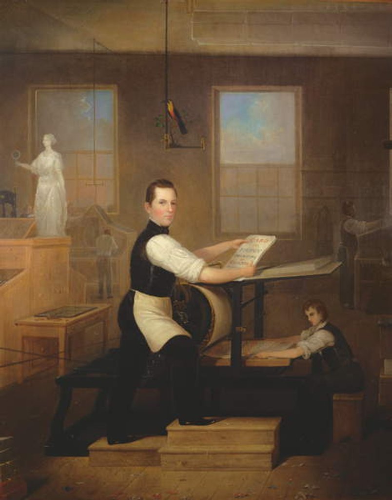 Detail of Howell Evans and his Printing Shop, 1844 by Robert Street