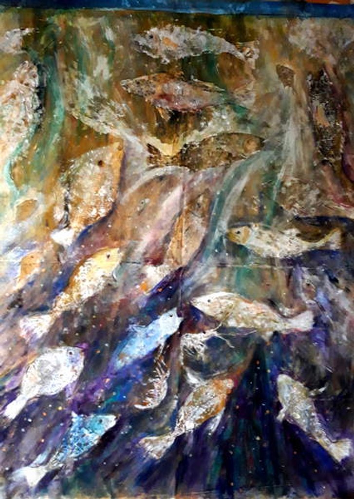 Detail of Fish Rising, 2018 by jocasta shakespeare