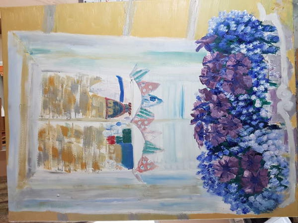 Detail of Cornish window view from outside in, 2017 by Cosima Duggal