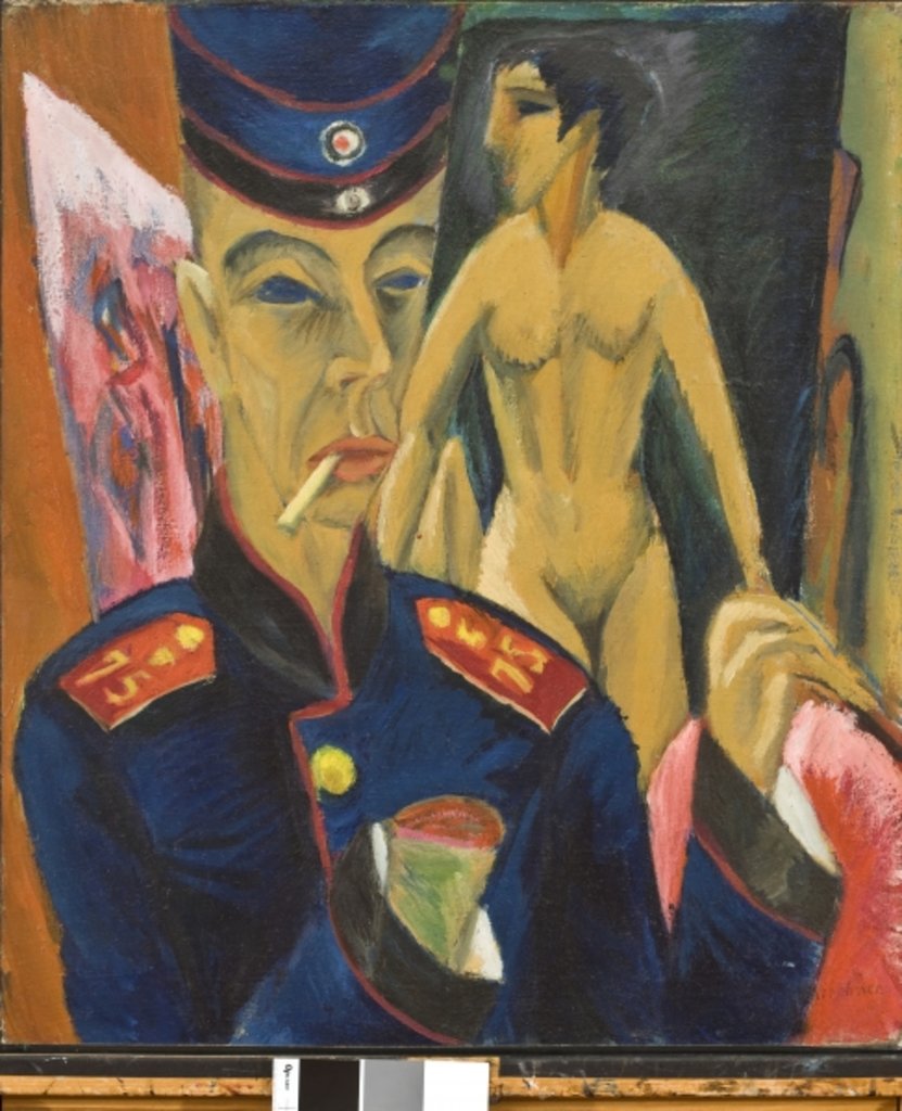 Detail of Self Portrait of a Soldier, 1915 by Ernst Ludwig Kirchner