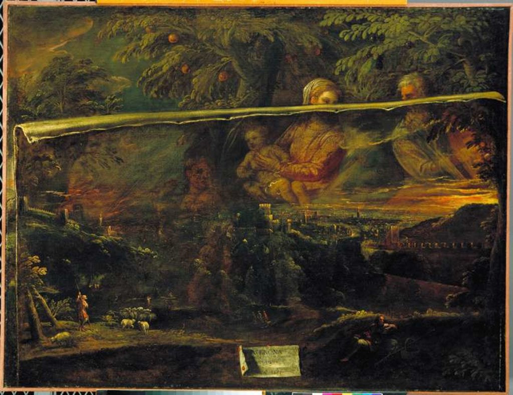 Detail of A Vision of the Holy Family near Verona, 1581 by Gian Battista Angolo del Moro