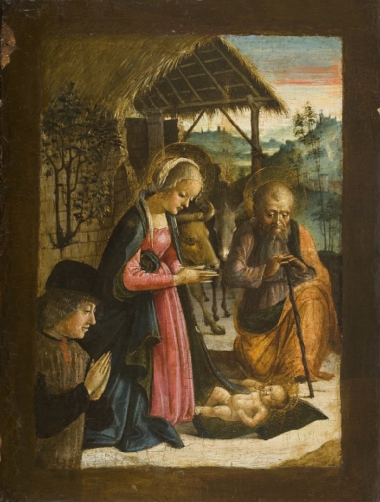 Detail of Adoration of the Child with portrait of donor, c.1500 by School Italian
