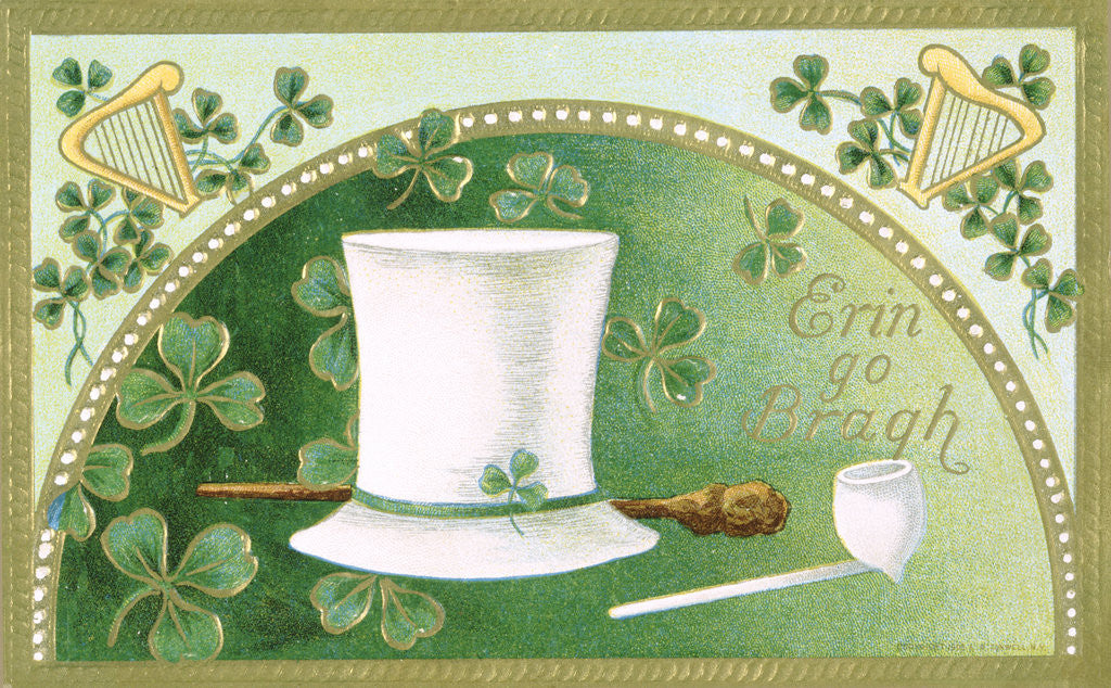 Detail of Erin Go Bragh Postcard with Top Hat by Anonymous