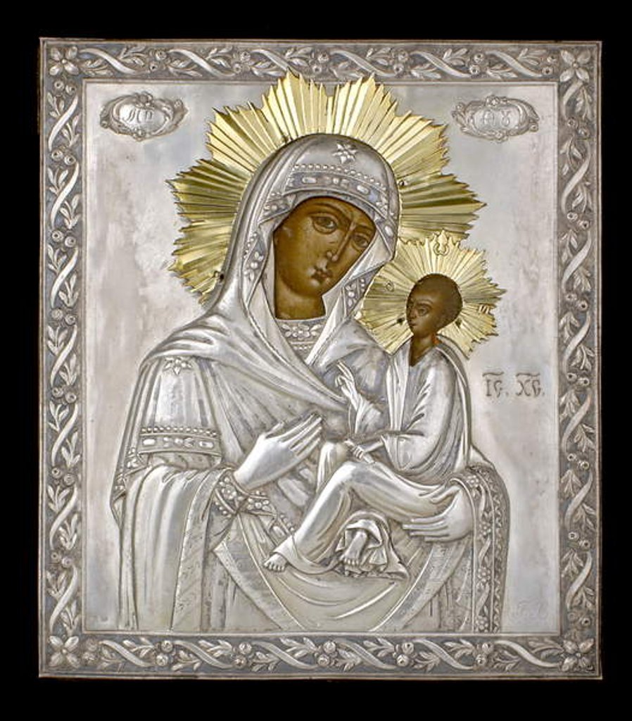 Detail of Icon of the Virgin Hodegetria by School Russian