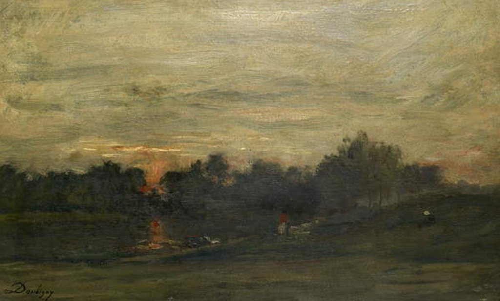 Detail of Landscape: Sunset by Charles Francois Daubigny