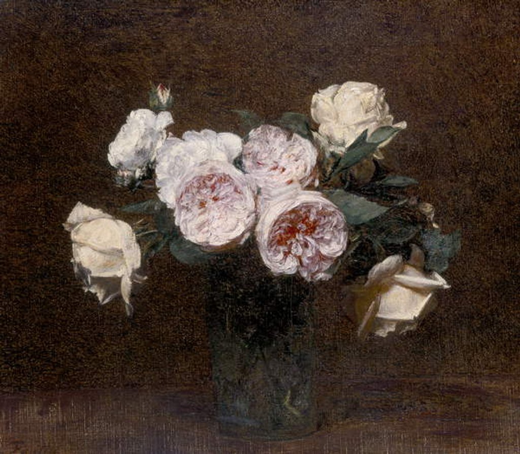 Detail of Still Life: pink, white and yellow Roses, 1894 by Ignace Henri Jean Fantin-Latour