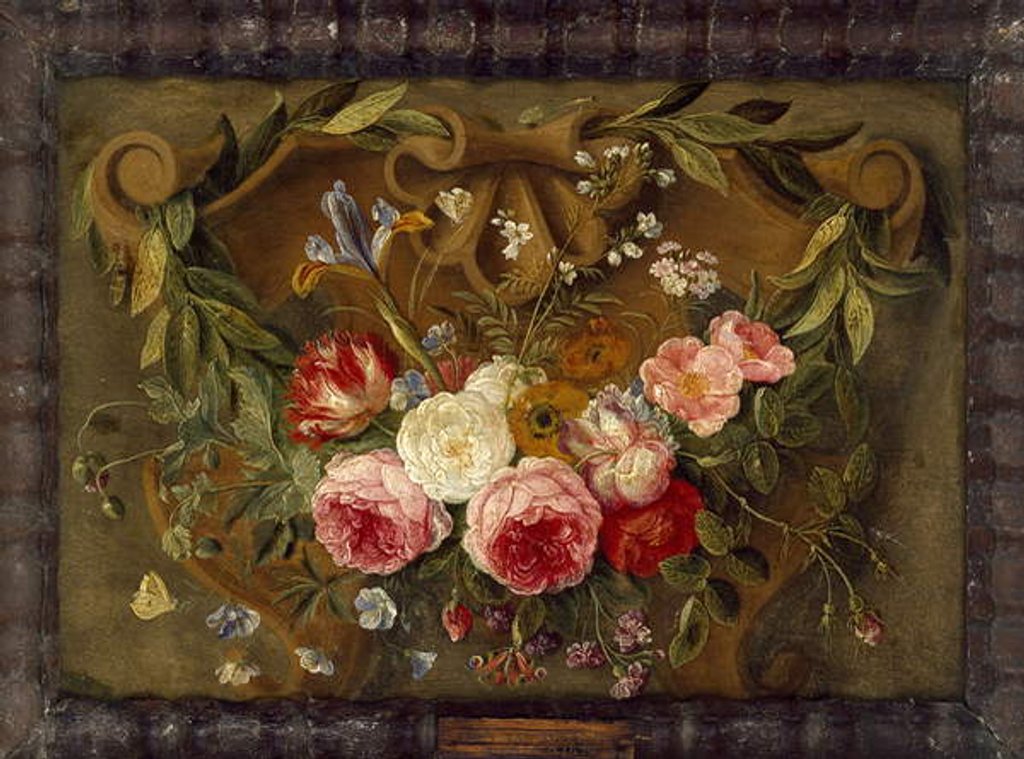 Detail of Decorative Still-Life Composition with a Garland of Flowers by Jan van the Elder Kessel