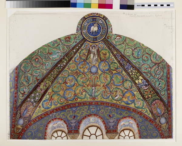Drawing of Mosaics in the Vault of the Chancel of San Vitale, Ravenna ...