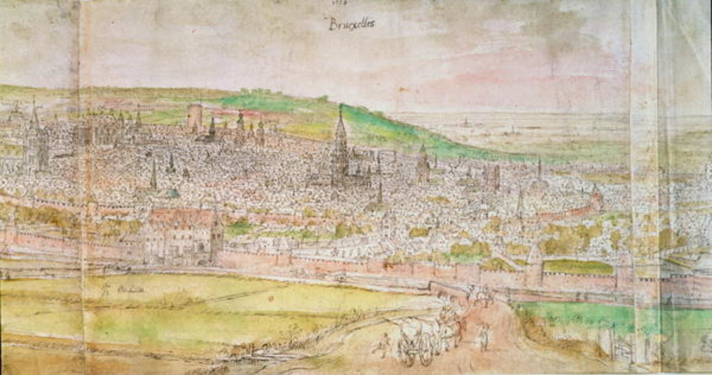 Detail of Panoramic View of Brussels, 16th century by Anthonis van den Wyngaerde