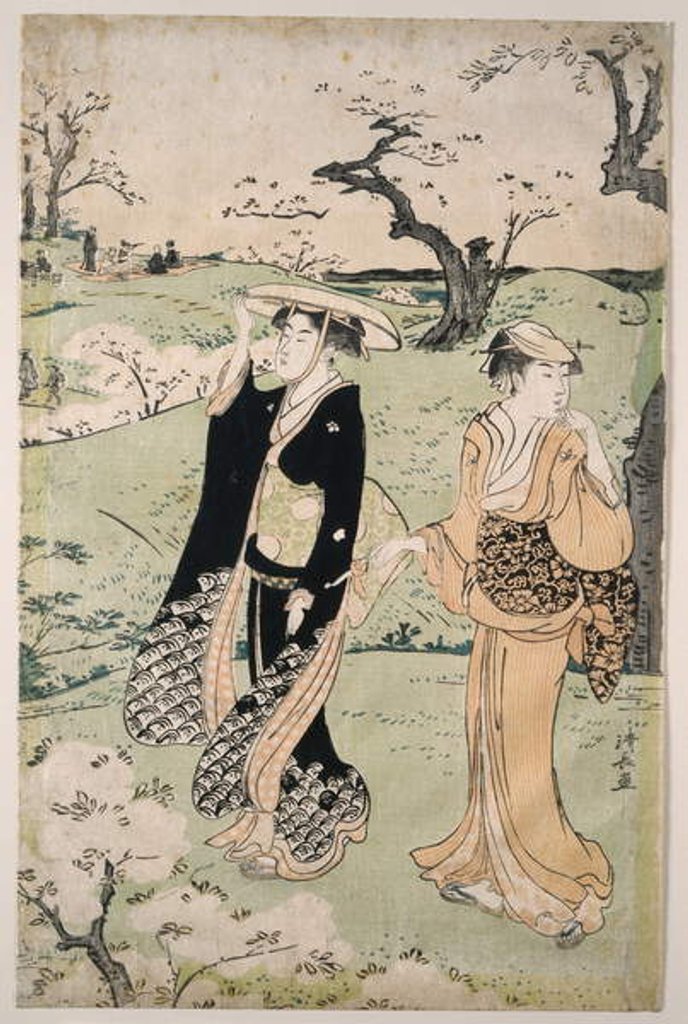 Detail of Cherry blossom viewing at Mount Asuka, 1785 by Torii Kiyonaga