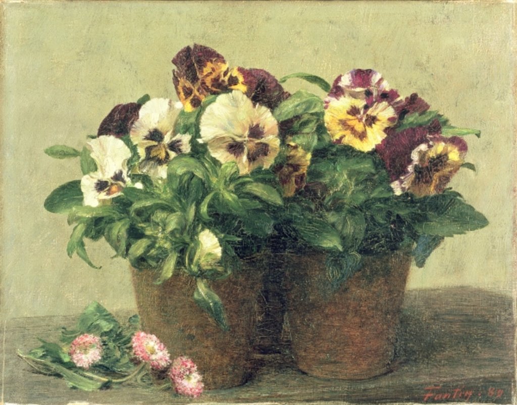 Detail of Still Life of Pansies and Daisies, 1889 by Ignace Henri Jean Fantin-Latour