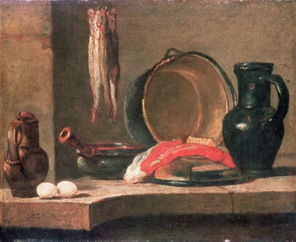 Detail of Still Life of Kitchen Utensils, 18th century by Jean-Baptiste Simeon Chardin