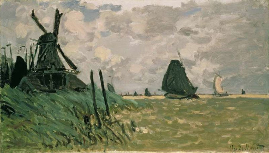 Detail of A Windmill near Zaandam, 19th century by Claude Monet