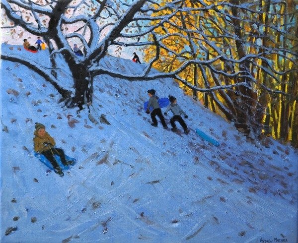 Detail of Sledging Allestree Golf course, 2014 by Andrew Macara