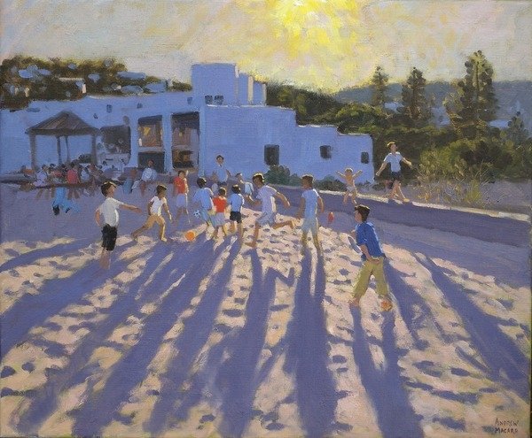 Detail of Late afternoon football, Ornos, Mykonos, 2011 by Andrew Macara